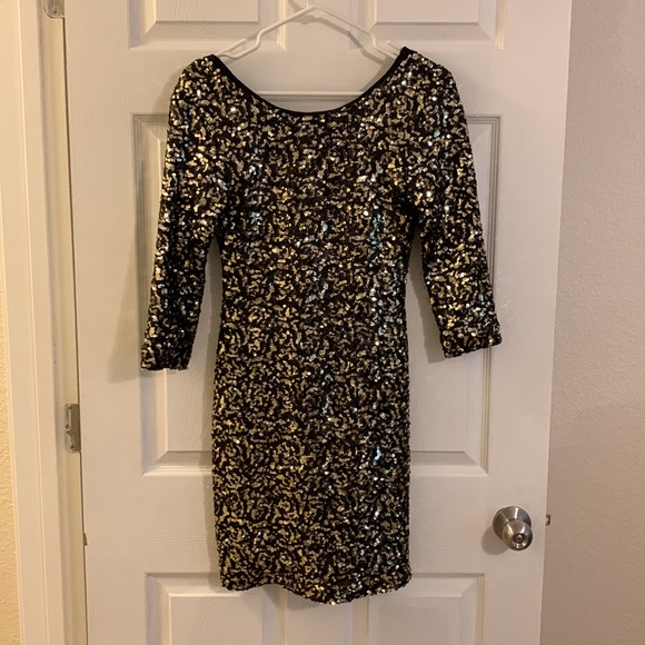 Black and Gold Sequin Dress - Picture 1 of 5